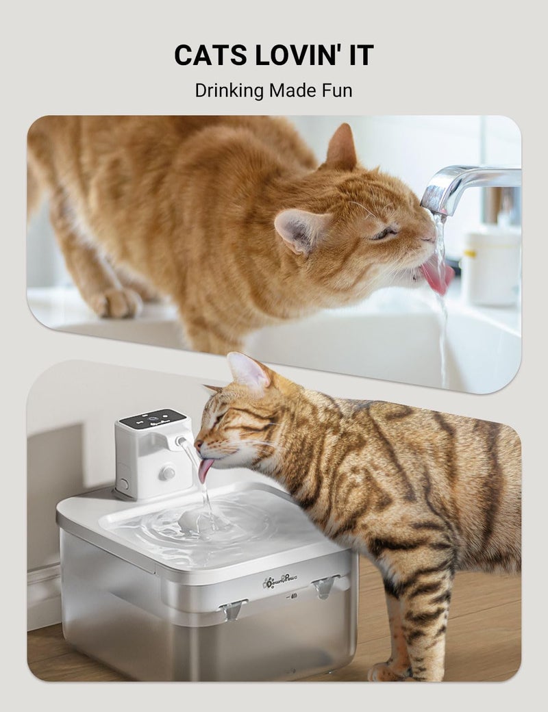 DownyPaws Battery Operated Cat Water Fountain, 84oz/2.5L Fursink Wireless Pet Water Fountain for Cats Inside, Automatic Dog Water Dispenser with Motion Sensor, Ultra Quiet Pump, BPA-Free, White - Image 5